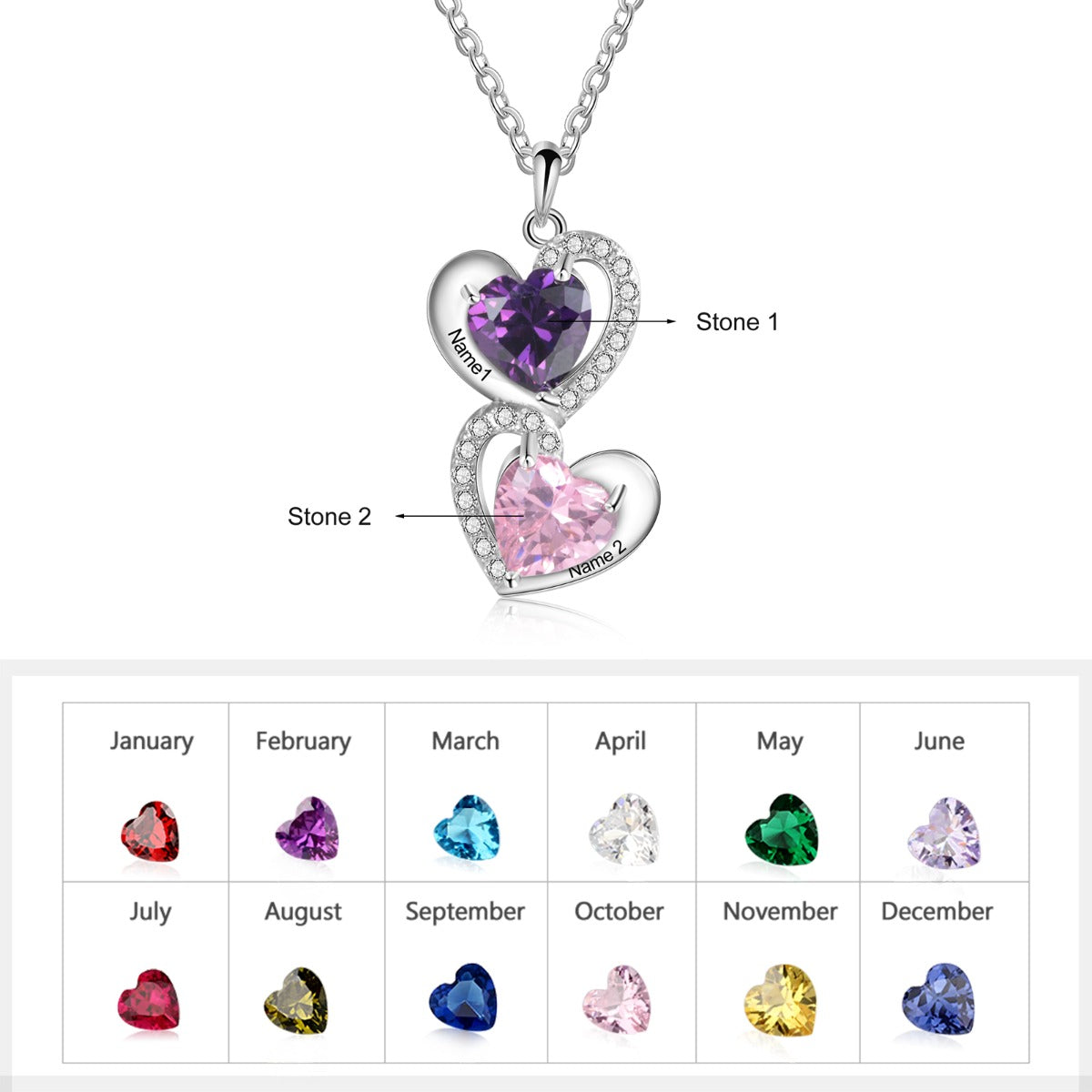 S925 Silver Heart Shape CZ Necklace