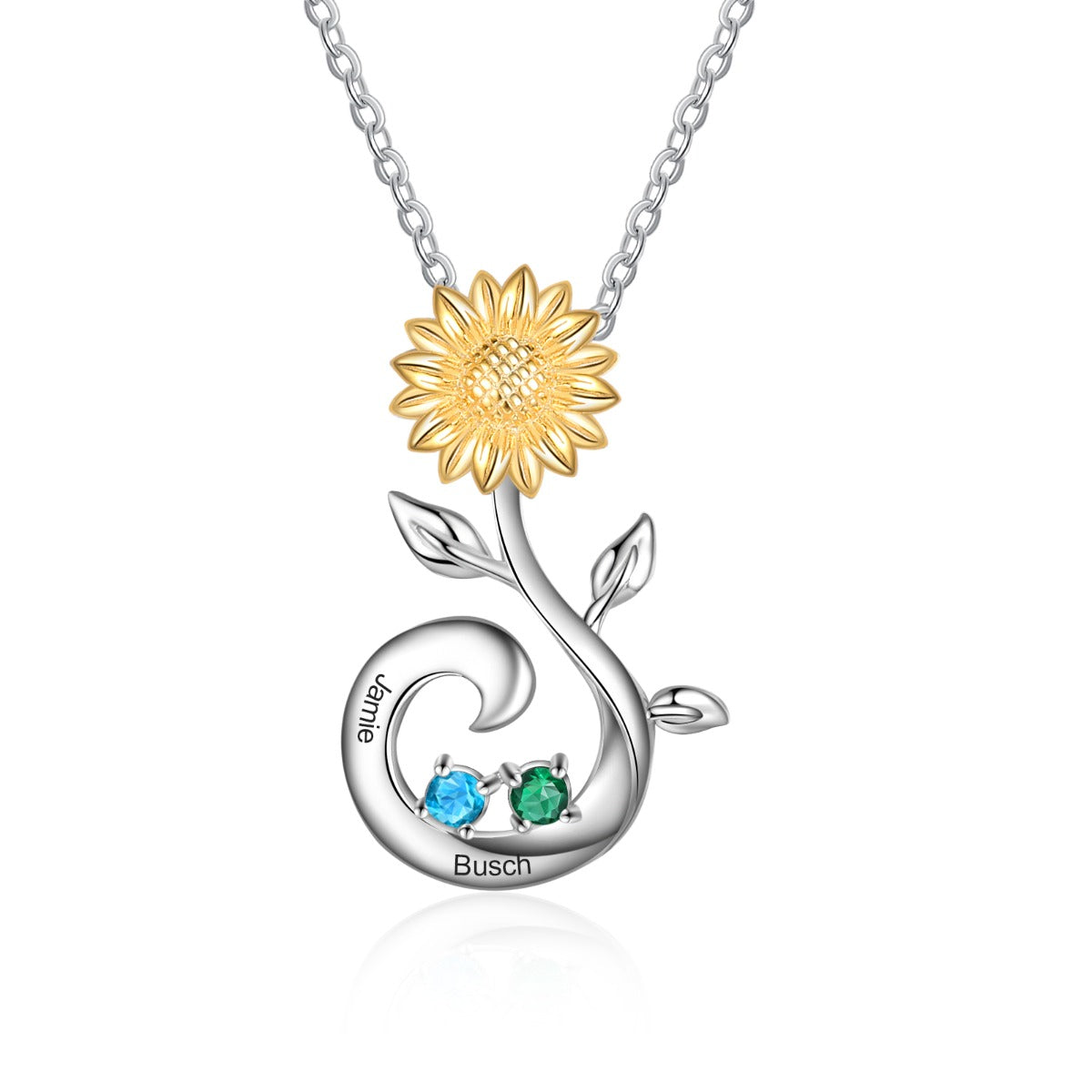 S925 Silver Birthstone Sunflower Necklace