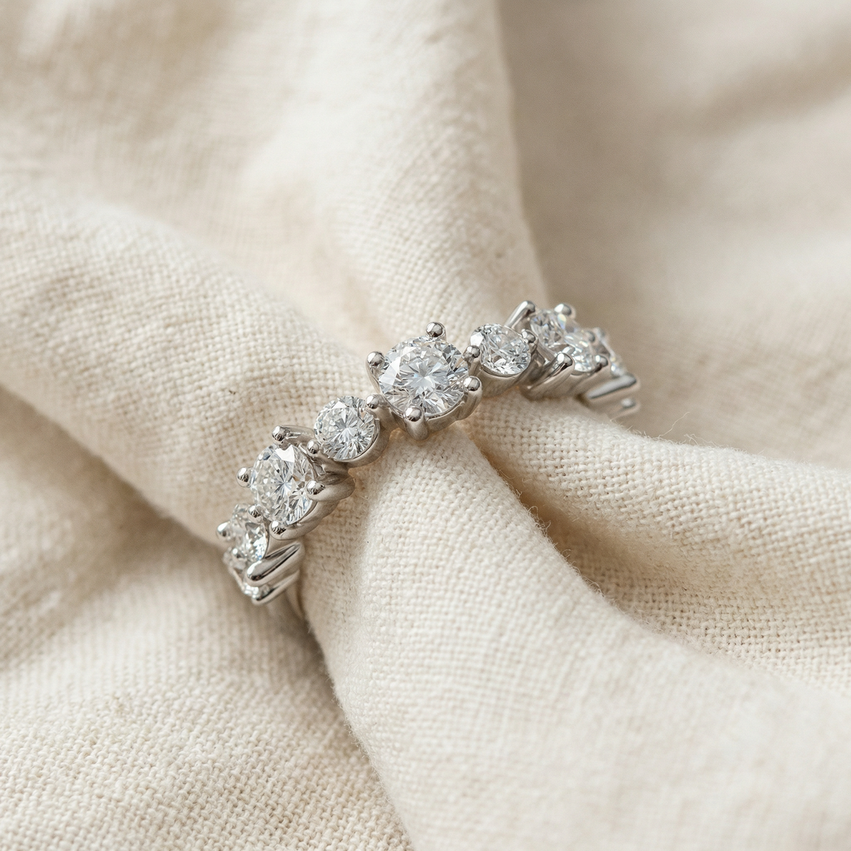 1.13Ct Natural Diamond Stackable Wedding Ring Gold 14k White Gold