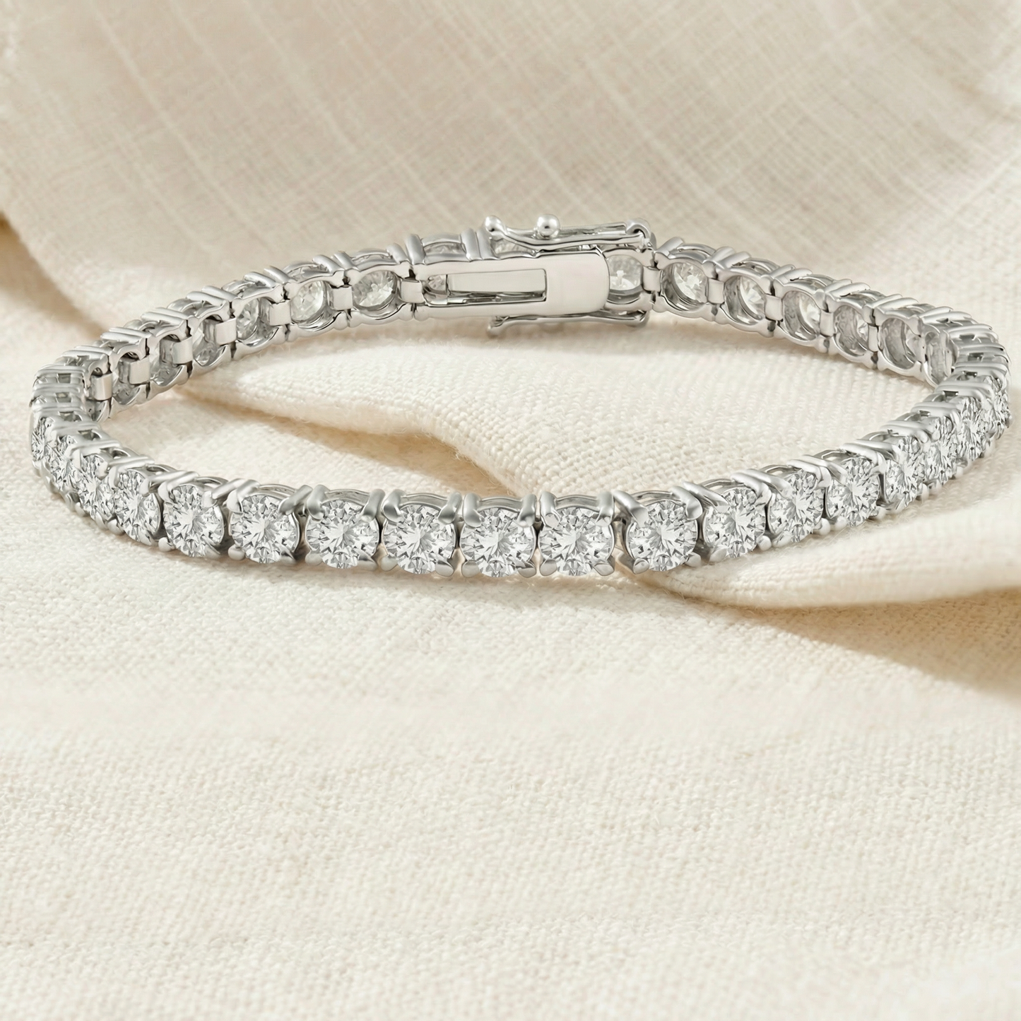 13Ct Round-Cut Diamond Tennis Bracelet 14k White Gold 7" Lab Grown