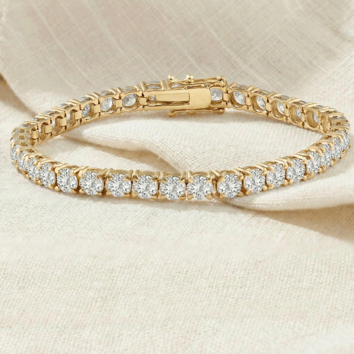 13Ct Round-Cut Diamond Tennis Bracelet 14k Yellow Gold 7" Lab Grown (F/VS)