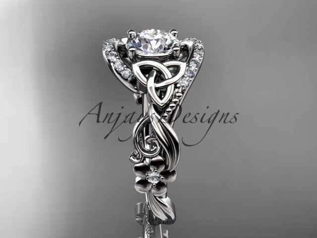 1 Carat Diamond Celtic Engagement Ring Trinity Knot Wedding Ring Nature Inspired IGI Certified