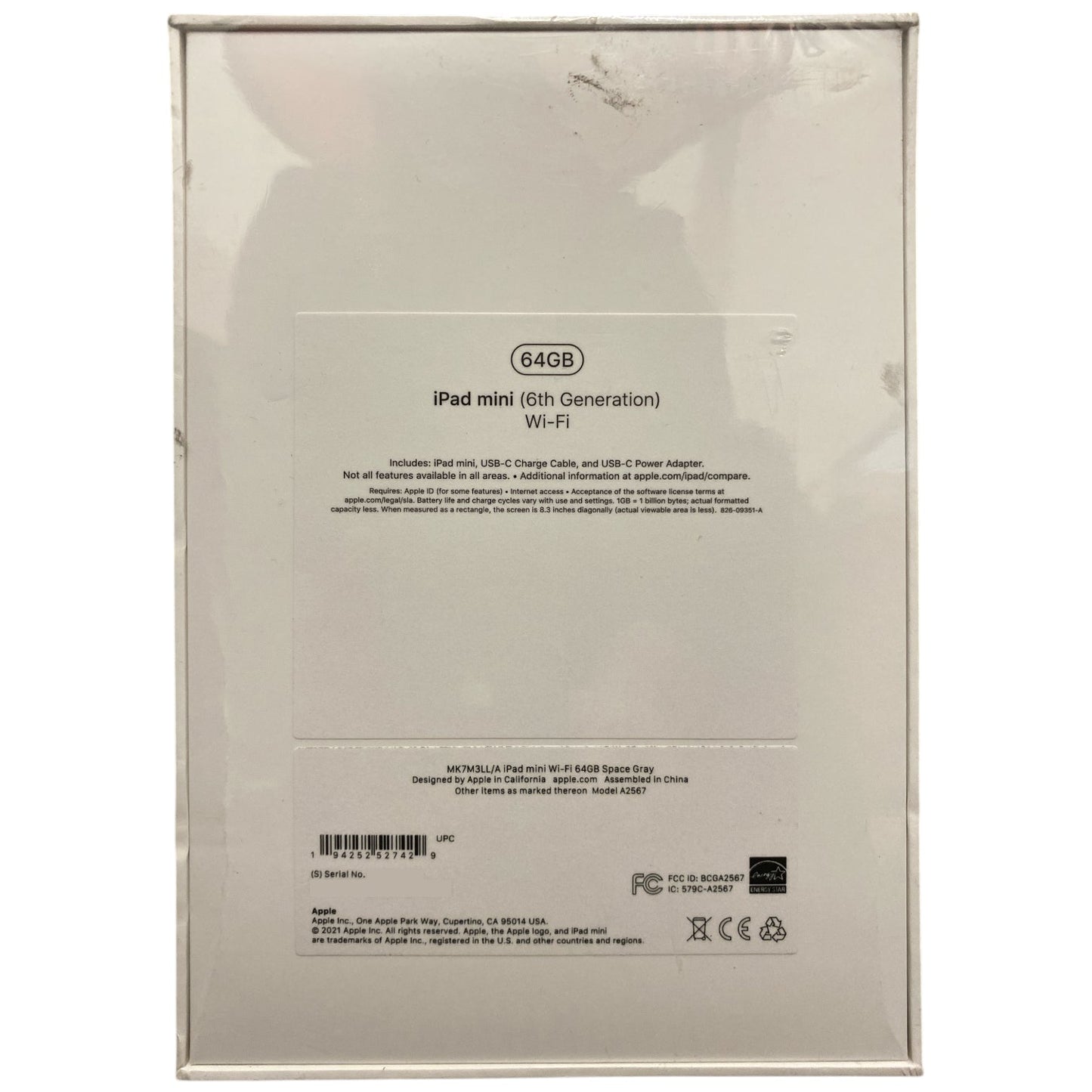 Apple iPad mini Wi-Fi, 6th Generation, 64 GB, Space Gray,  MK7M3LL/A