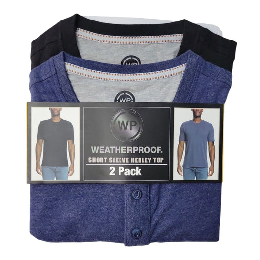 WP Weatherproof Men's 2 Pack Soft Short Sleeve Henley