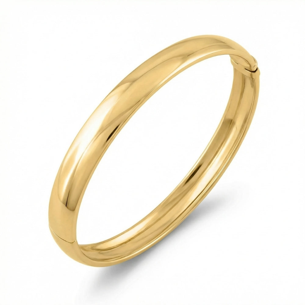 8mm Polished Bangle Bracelet 18k Yellow Gold Over Silver
