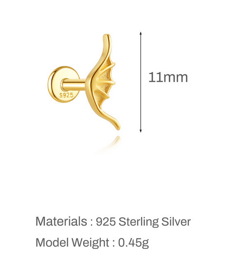 S925 Sterling Silver Ocean Series 16G Flat Back Earrings | Whale Shell Dinosaur CZ Piercing Flat Back Earrings for Summer
