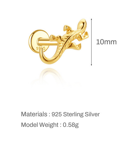 S925 Sterling Silver Ocean Series 16G Flat Back Earrings | Whale Shell Dinosaur CZ Piercing Flat Back Earrings for Summer