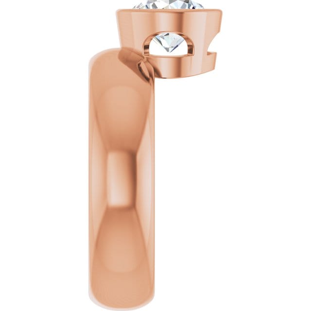 Olga Ring - Round Moissanite Offset Full Bezel Chunky Solitaire Engagement Ring