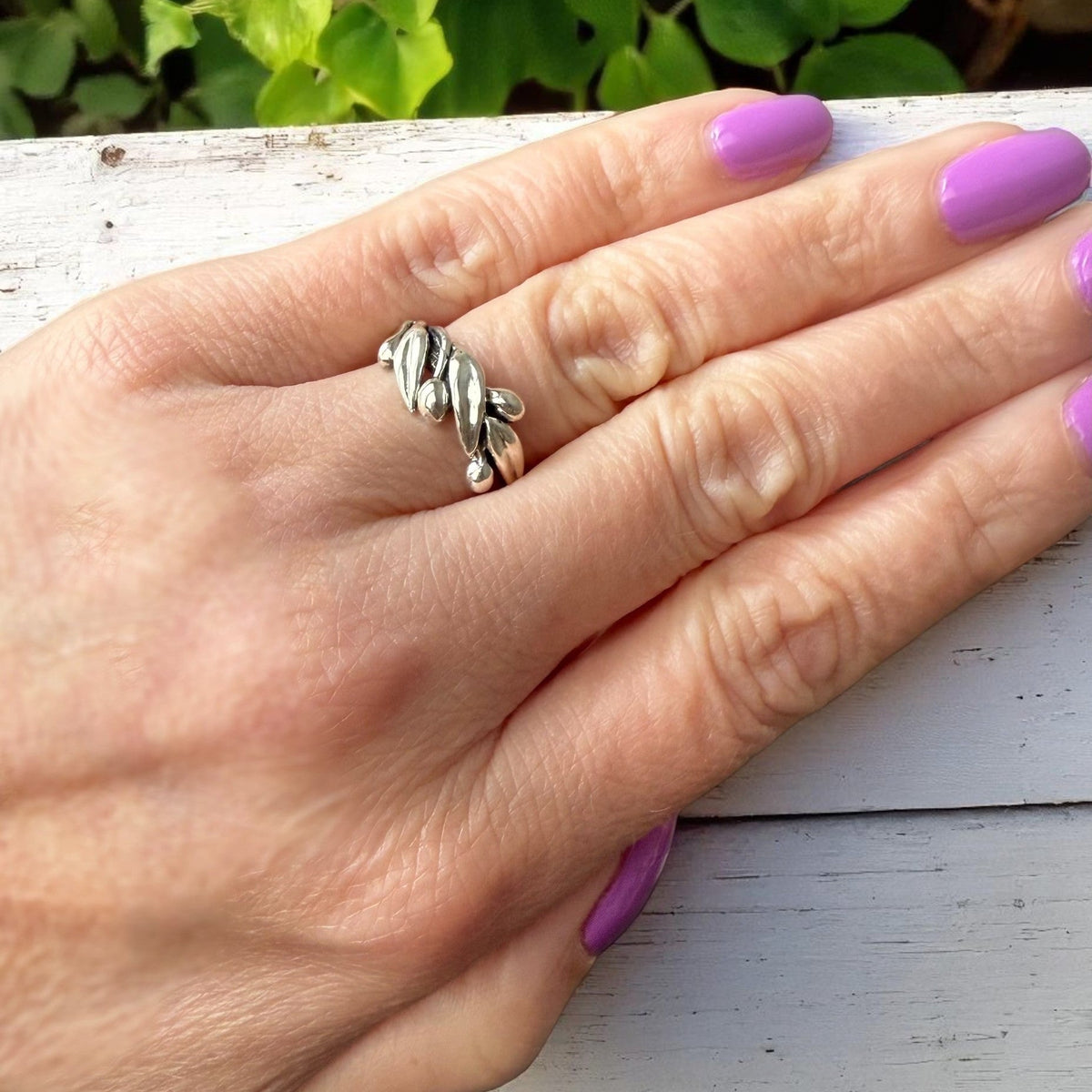 Olive Branch Leaf Statement Ring