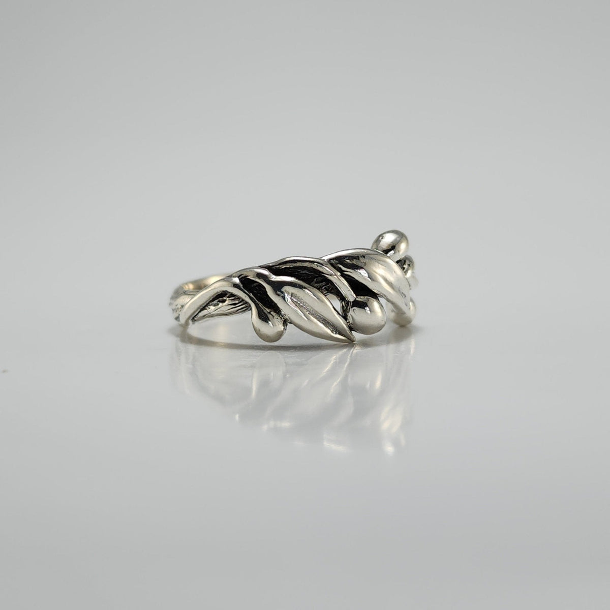 Olive Branch Leaf Statement Ring