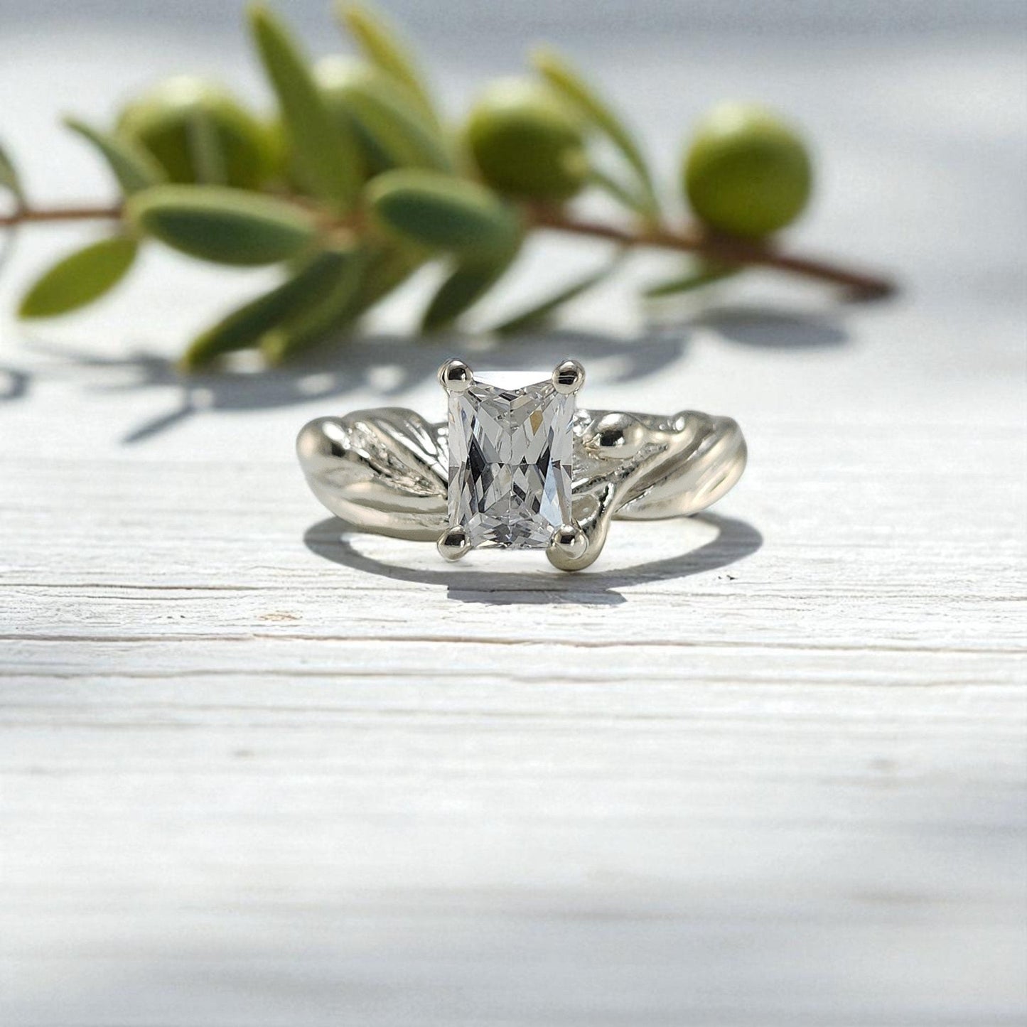 Olive Branch Moissanite Engagement Ring
