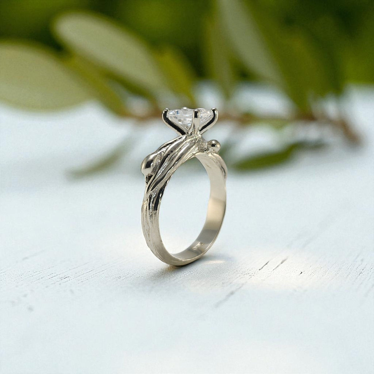 Olive Branch Moissanite Engagement Ring