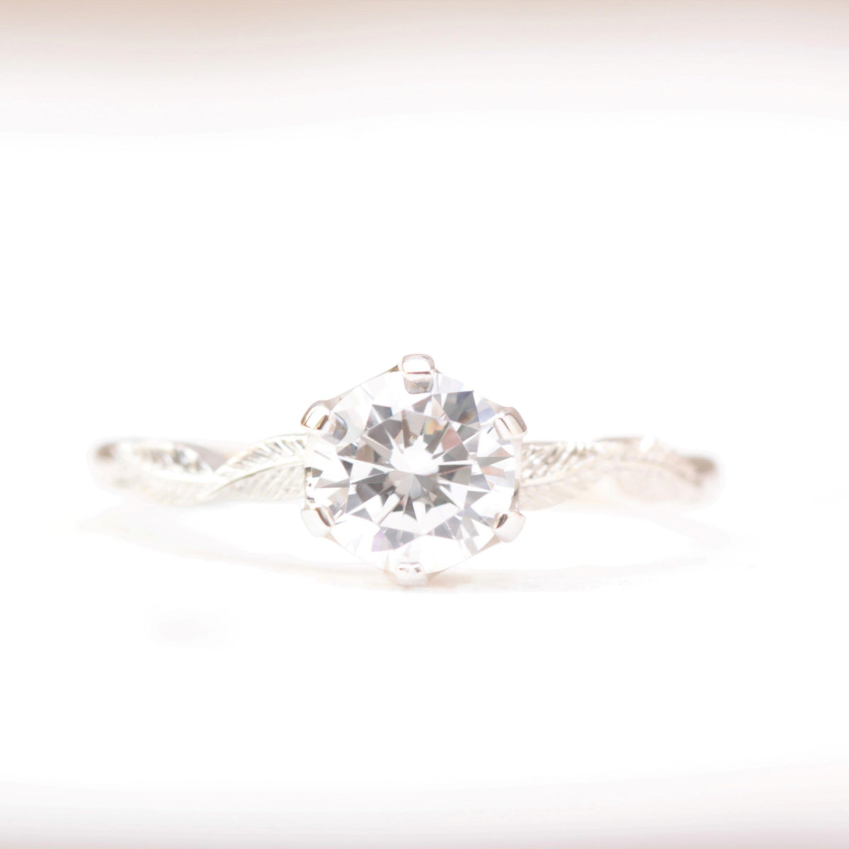 Solitaire Leaf Engagement Ring