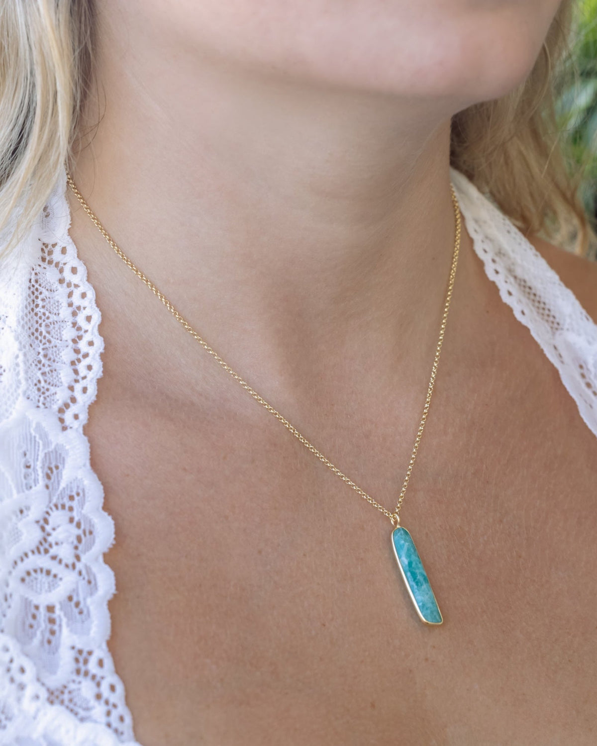 Atlas Collection - Amazonite Pendant Necklace In 18K Gold Vermeil - By Jorge Revilla