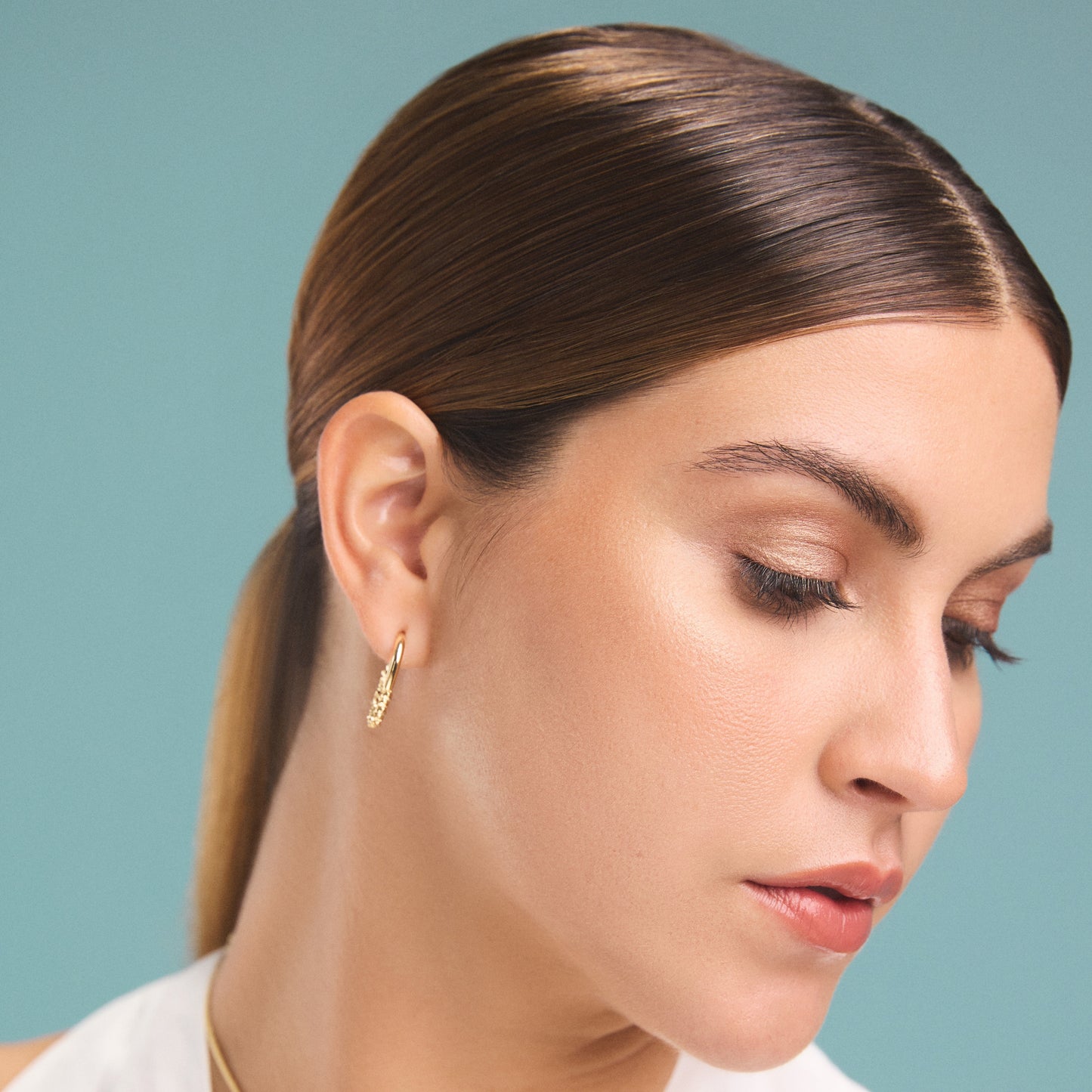 Ophelia Gold Oval Textured Earrings
