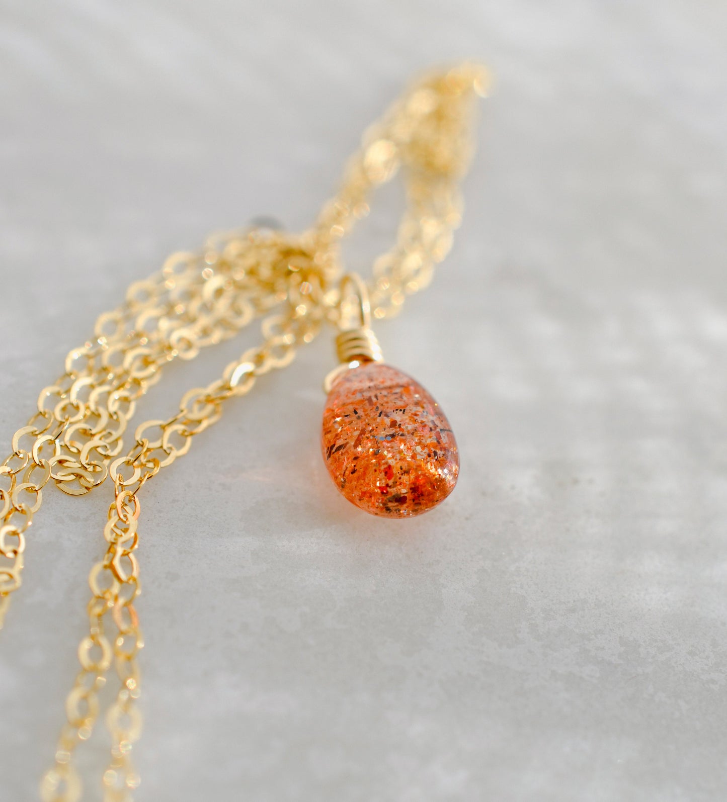 Sunstone Droplet Necklace