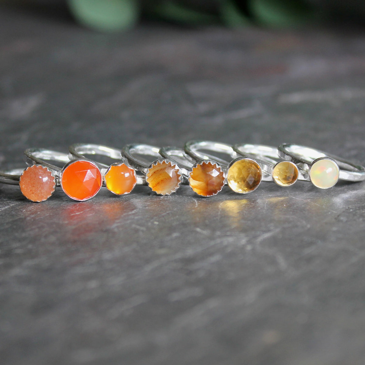 Sterling Silver Oregon Sunstone Stacking Ring | Dainty Peachy Pink Ring | PNW Gemstone