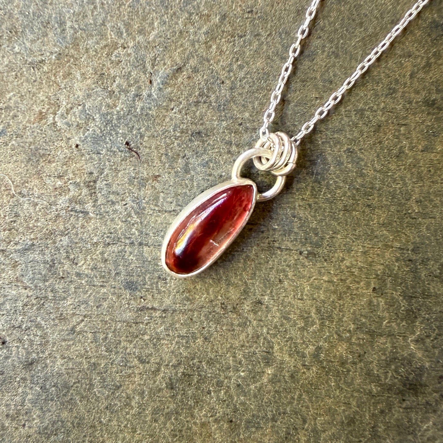 Small Red Oregon Sunstone Pendant Necklace | Sterling Silver | PNW Gemstone