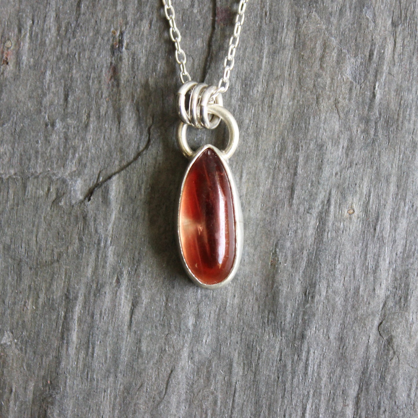 Small Red Oregon Sunstone Pendant Necklace | Sterling Silver | PNW Gemstone
