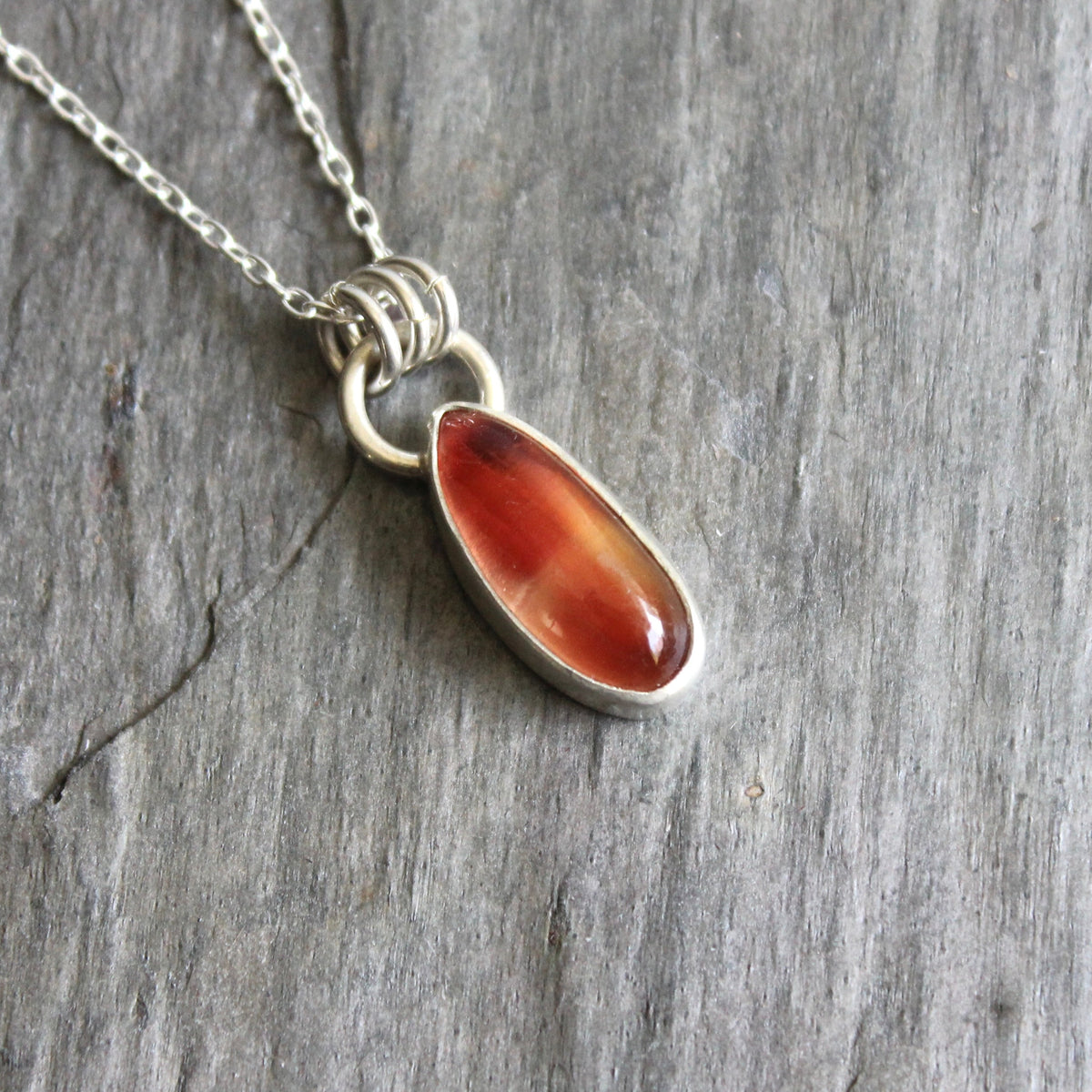 Small Red Oregon Sunstone Pendant Necklace | Sterling Silver | PNW Gemstone