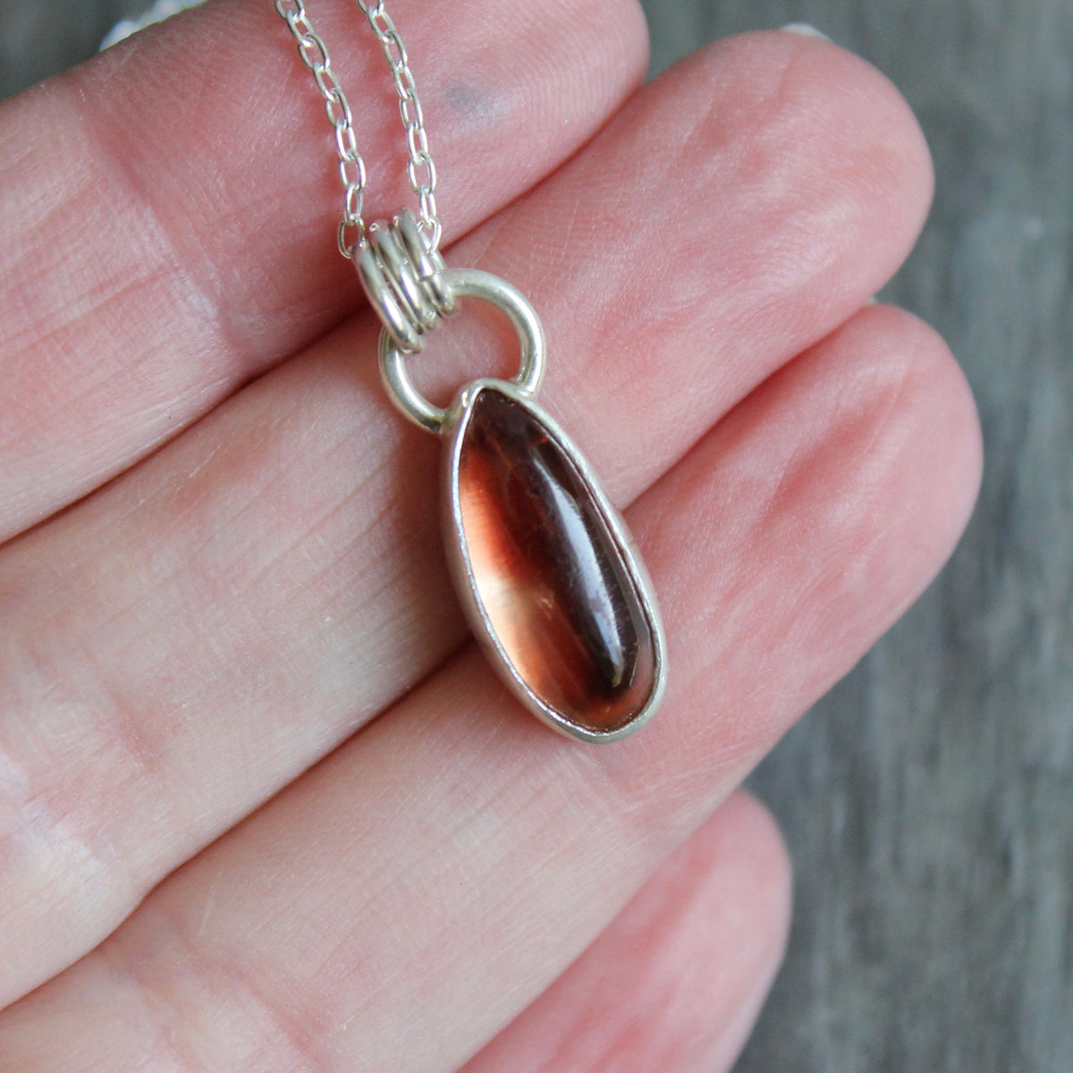 Small Red Oregon Sunstone Pendant Necklace | Sterling Silver | PNW Gemstone