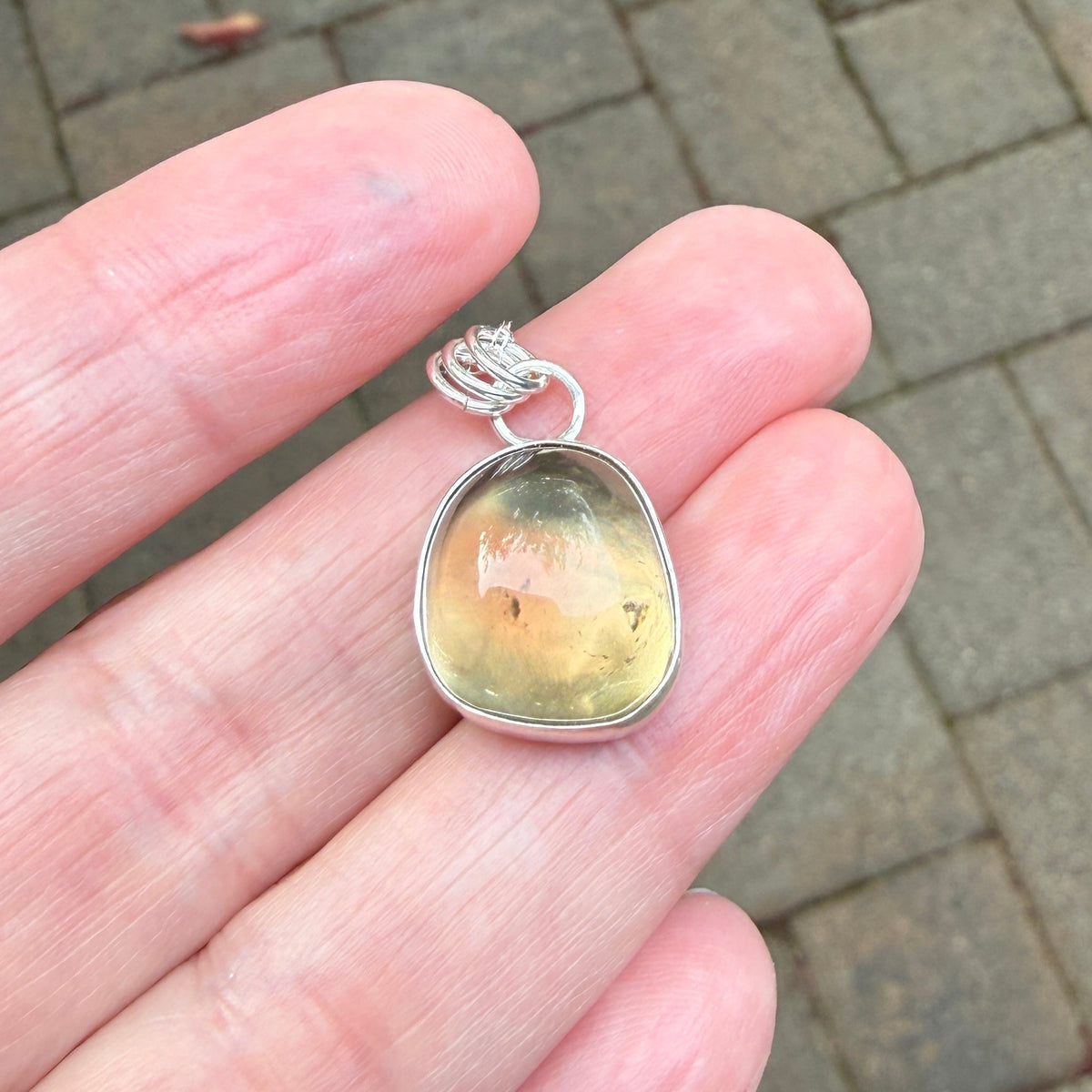 Green Shiller Oregon Sunstone Pendant Necklace | Sterling Silver | PNW Gemstone