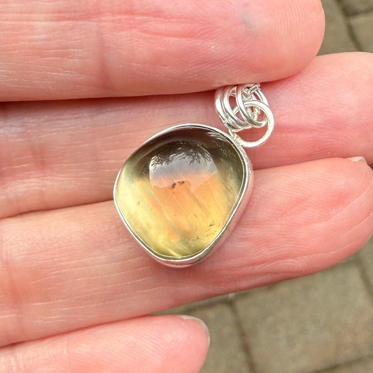 Green Shiller Oregon Sunstone Pendant Necklace | Sterling Silver | PNW Gemstone