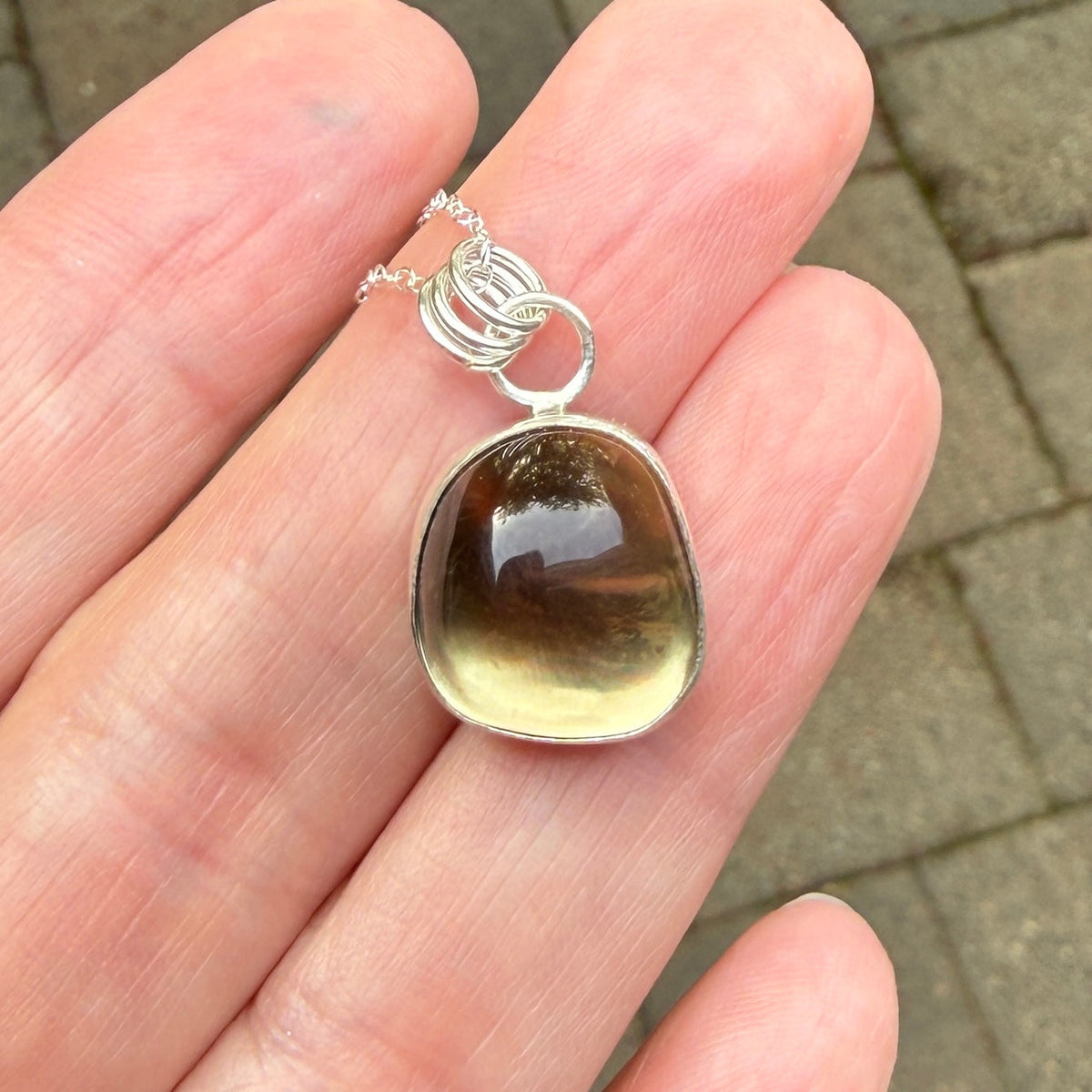 Green Shiller Oregon Sunstone Pendant Necklace | Sterling Silver | PNW Gemstone