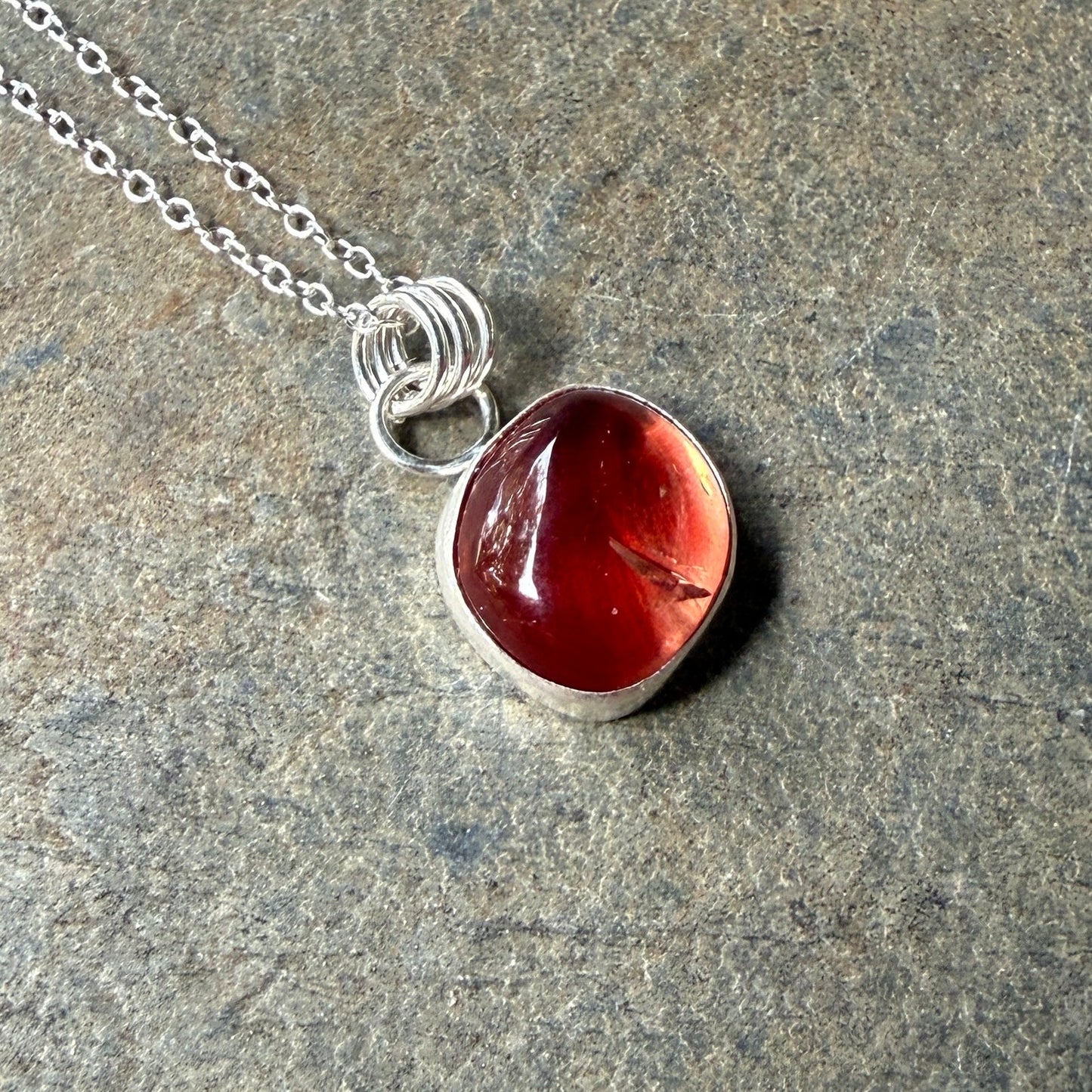 Red Oregon Sunstone Freeform Pendant Necklace | Sterling Silver | PNW Gemstone