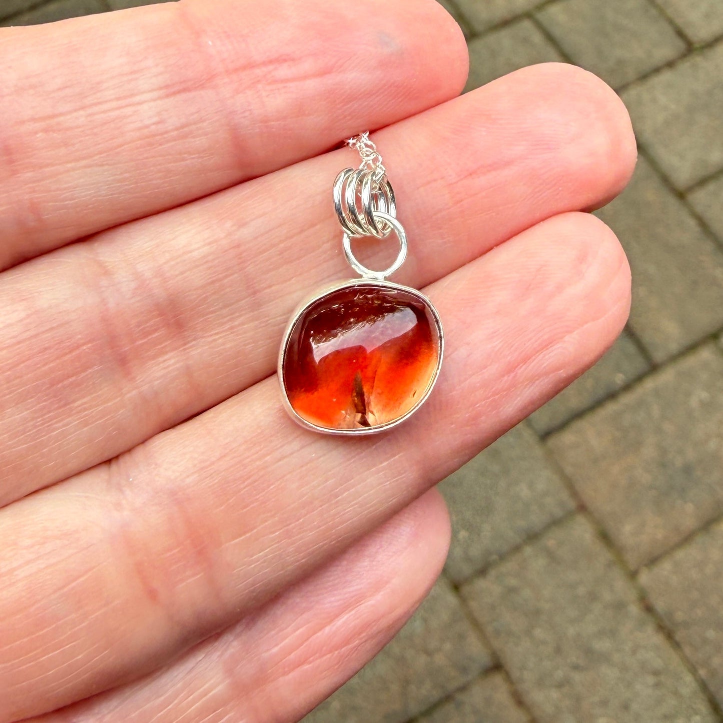 Red Oregon Sunstone Freeform Pendant Necklace | Sterling Silver | PNW Gemstone