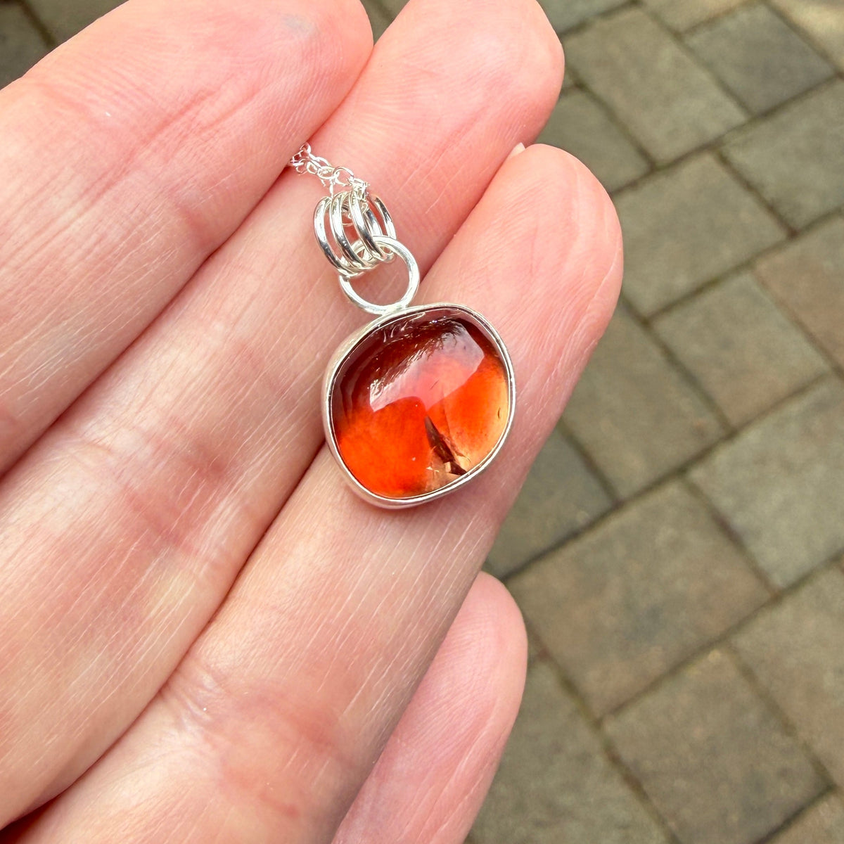 Red Oregon Sunstone Freeform Pendant Necklace | Sterling Silver | PNW Gemstone