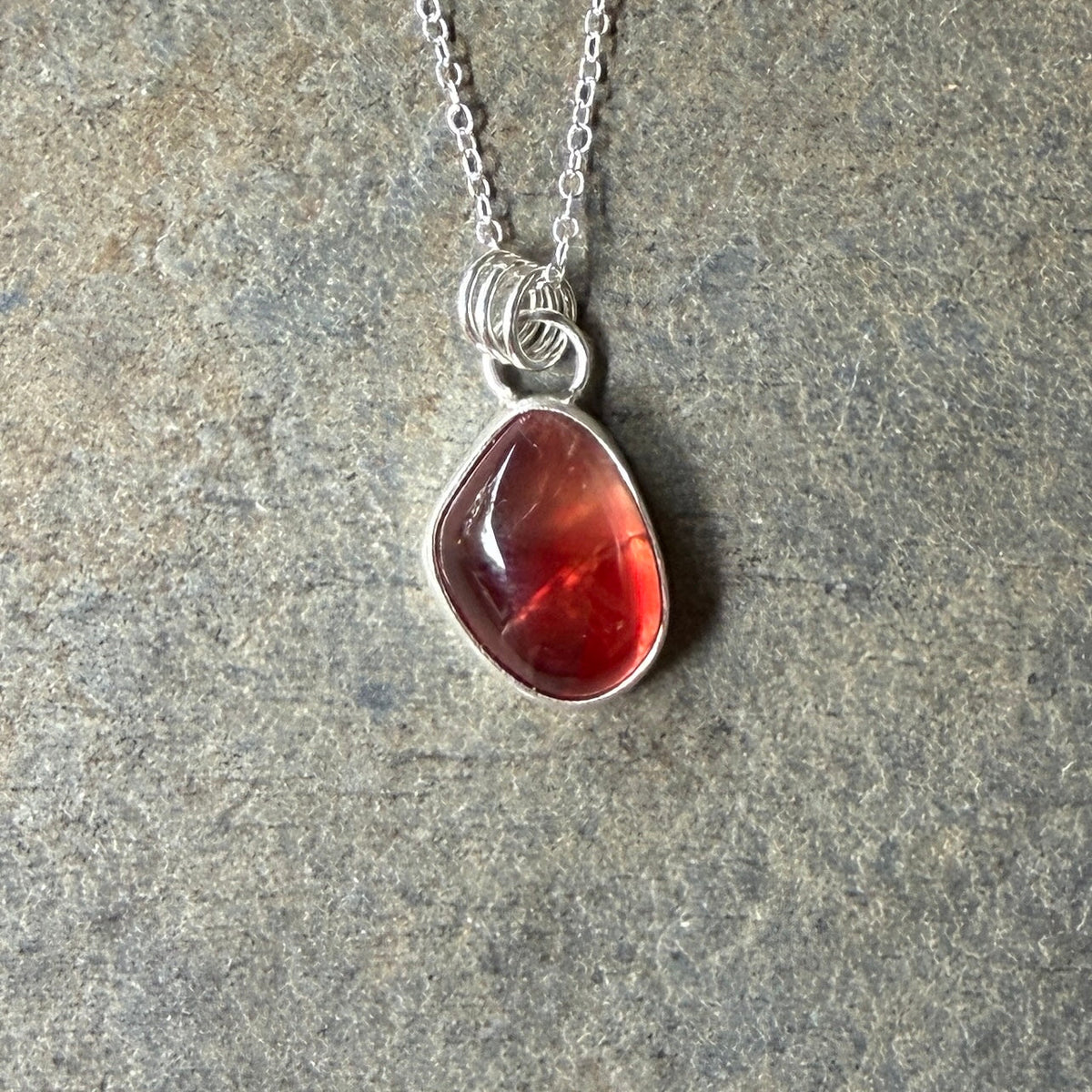 Red Oregon Sunstone Pendant Necklace | Sterling Silver | PNW Gemstone Jewelry