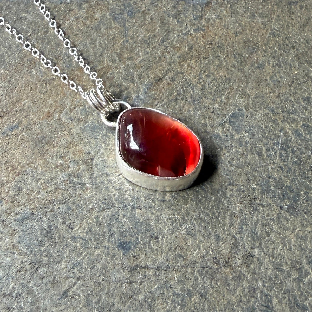 Red Oregon Sunstone Pendant Necklace | Sterling Silver | PNW Gemstone Jewelry
