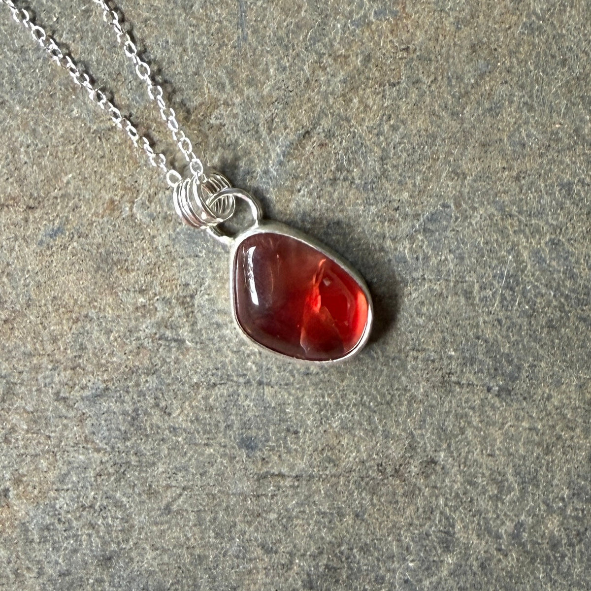Red Oregon Sunstone Pendant Necklace | Sterling Silver | PNW Gemstone Jewelry