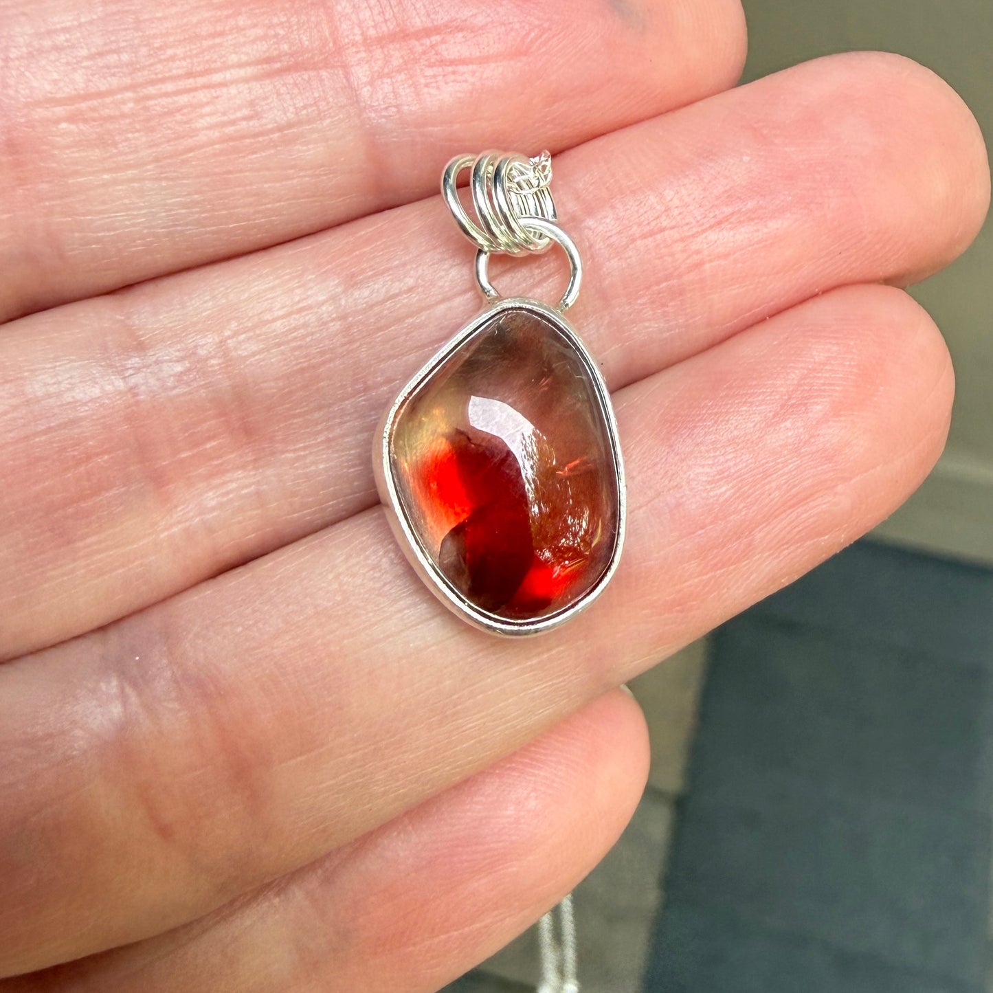 Red Oregon Sunstone Pendant Necklace | Sterling Silver | PNW Gemstone Jewelry