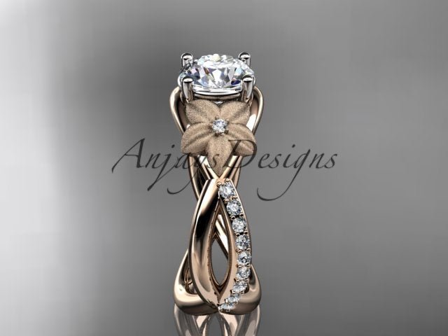 Unique Flower Engagement Ring 1 CT Lab Diamond Ring Organic Floral Design Ring IGI Certified