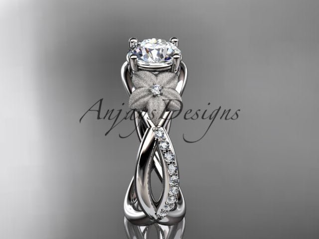 Unique Flower Engagement Ring 1 CT Lab Diamond Ring Organic Floral Design Ring IGI Certified