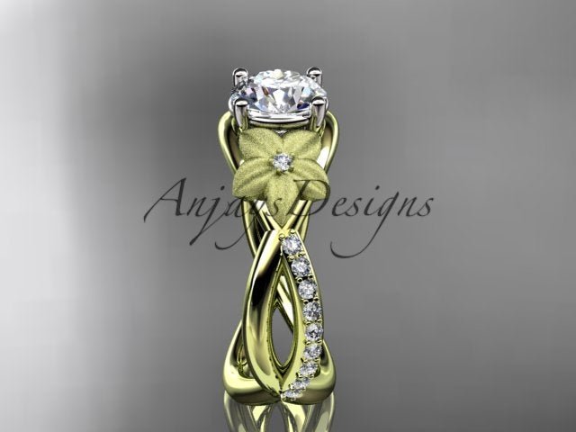 Unique Flower Engagement Ring 1 CT Lab Diamond Ring Organic Floral Design Ring IGI Certified