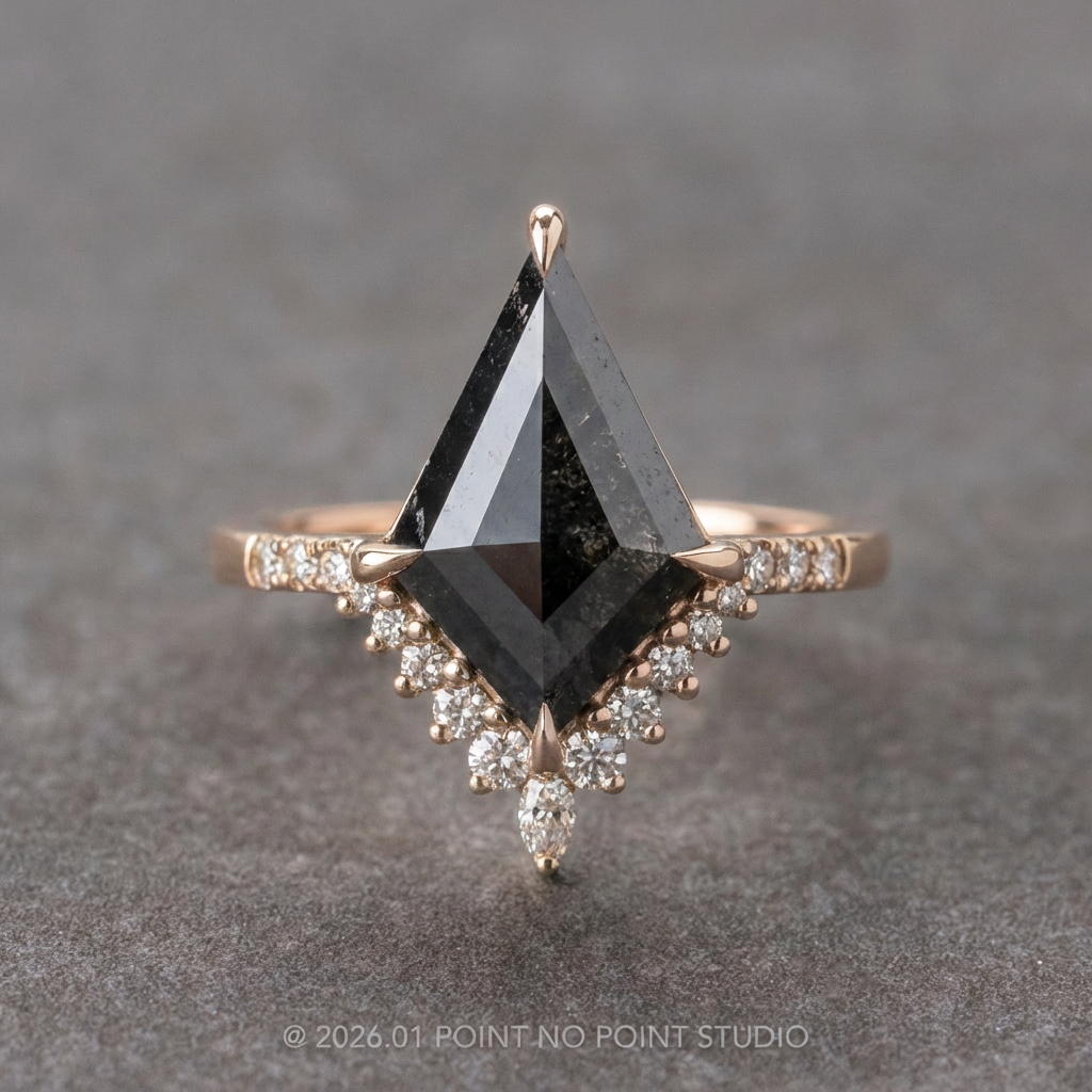 3.30 Carat Black Kite Diamond Engagement Ring, Avaline Setting