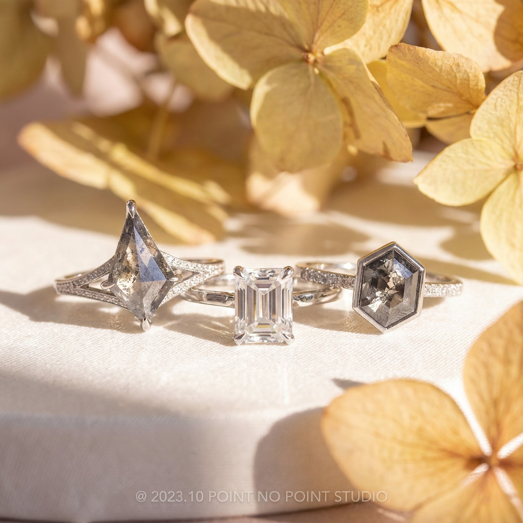 1.79 Carat Emerald Cut Moissanite Engagement Ring, Lark Setting, Platinum
