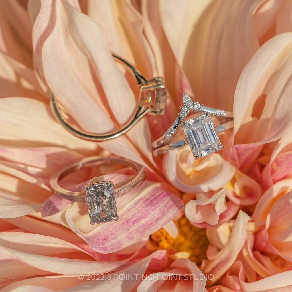 1.79 Carat Emerald Cut Moissanite Engagement Ring, Lark Setting, Platinum