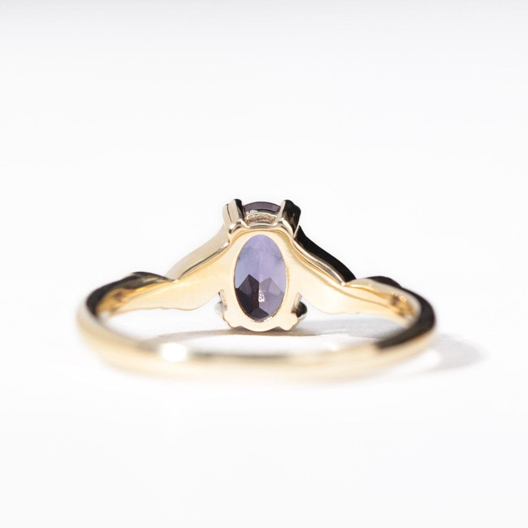 Oval Alexandrite Leaf Engagement Ring