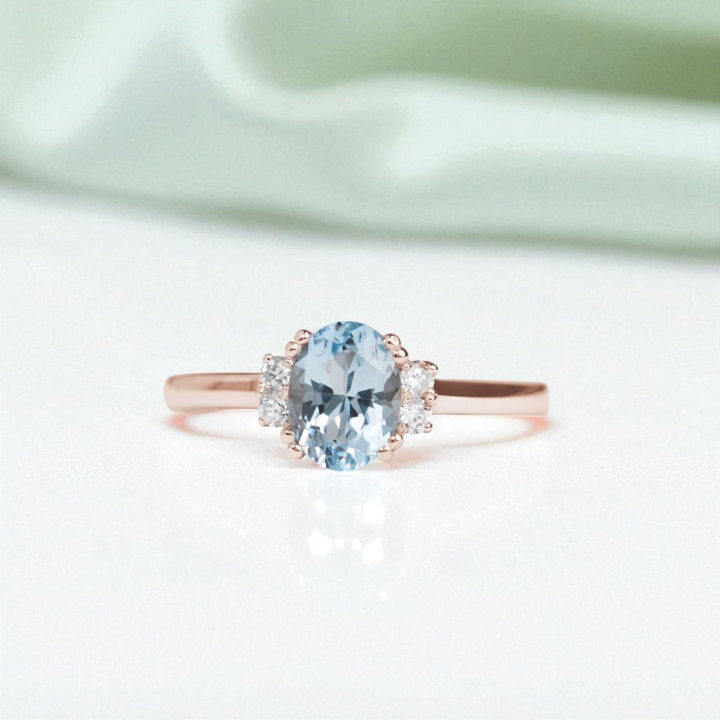 Oval Aquamarine and Diamond Ring