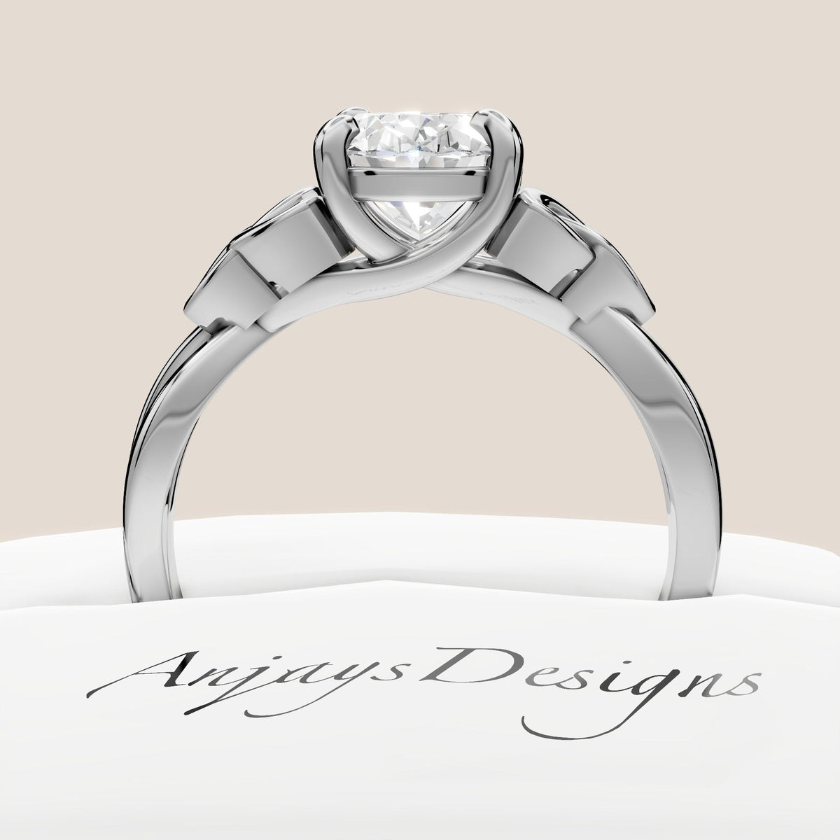 Celtic Engagement Ring 1.75 Carat Oval Diamond Trinity Knot Ring