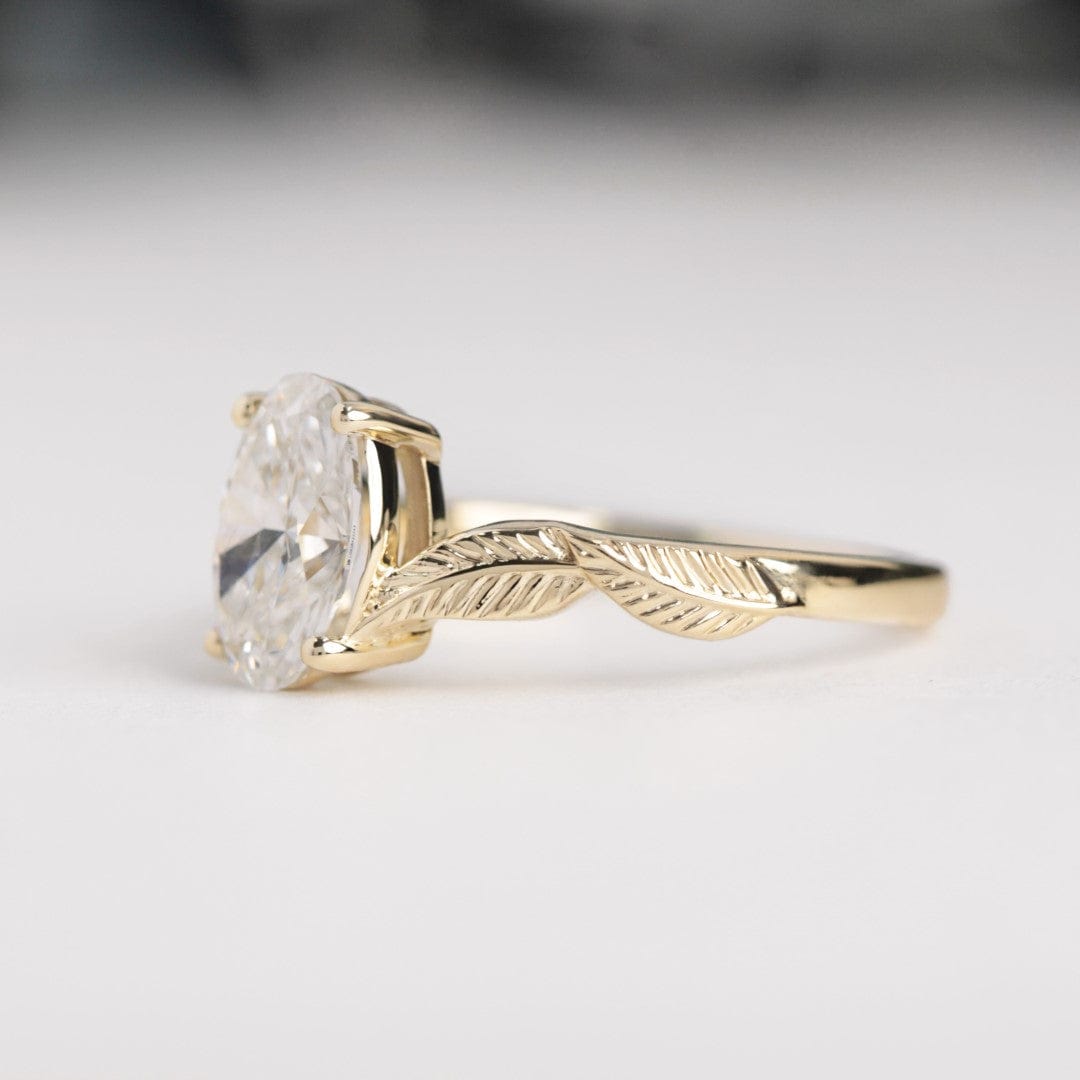 Oval Diamond Leaf Engagement Ring