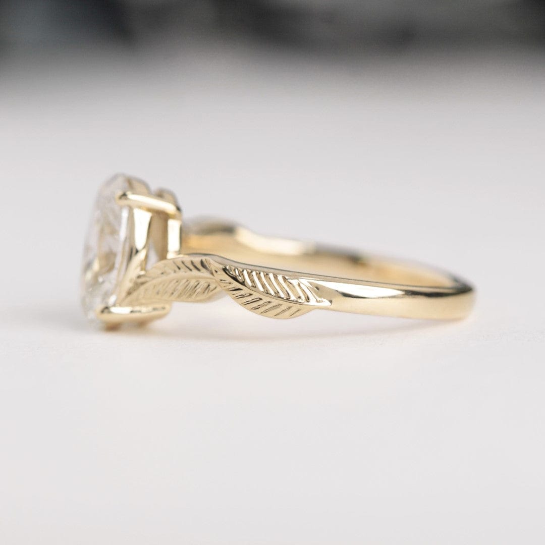 Oval Diamond Leaf Engagement Ring