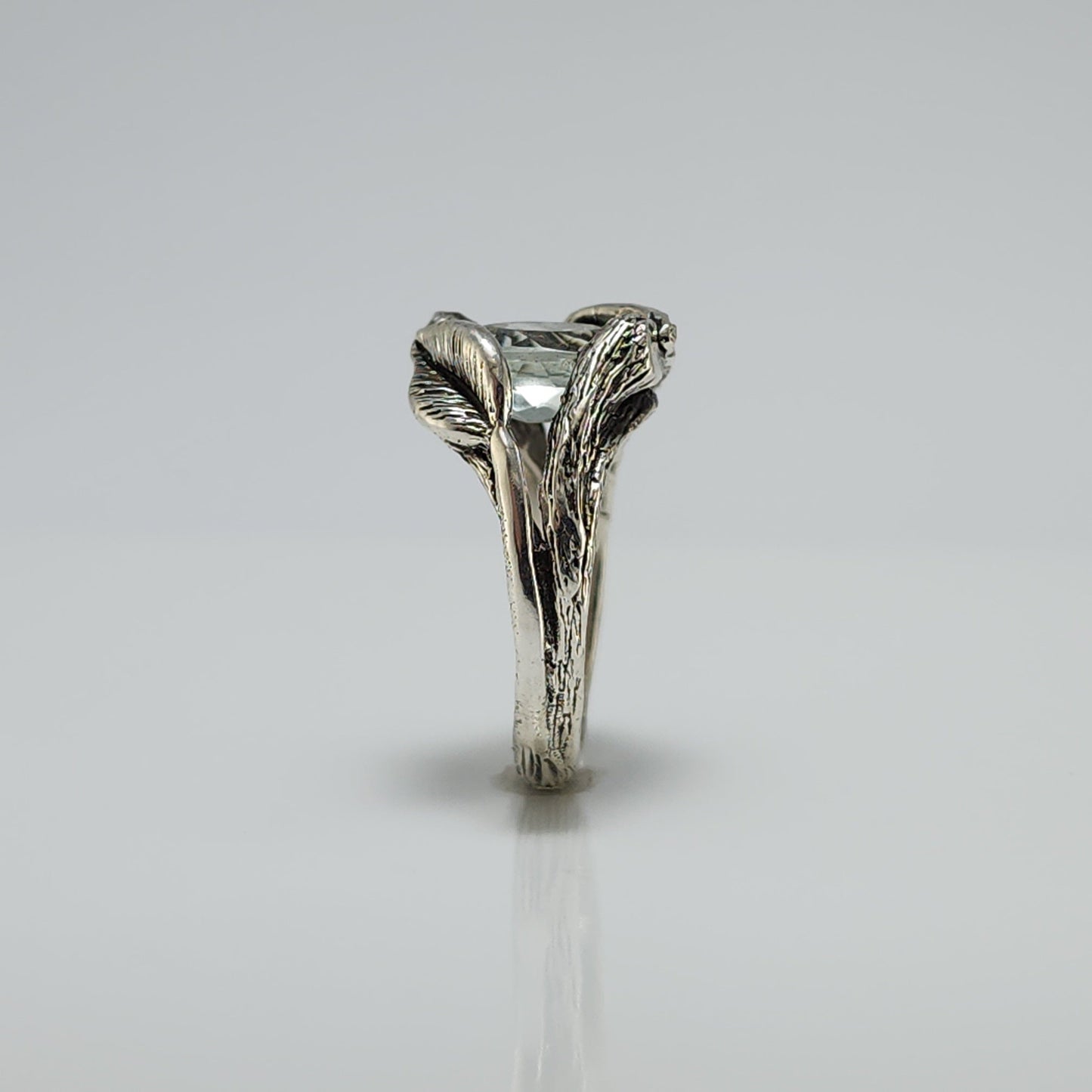 Oval Green Amethyst Gemstone Sterling Silver Ring