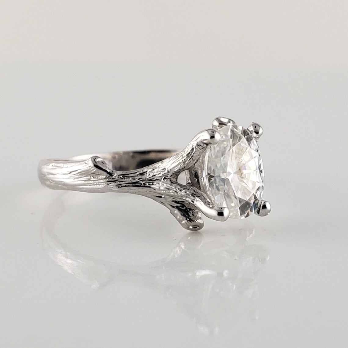 Oval Moissanite Twig Engagement Ring