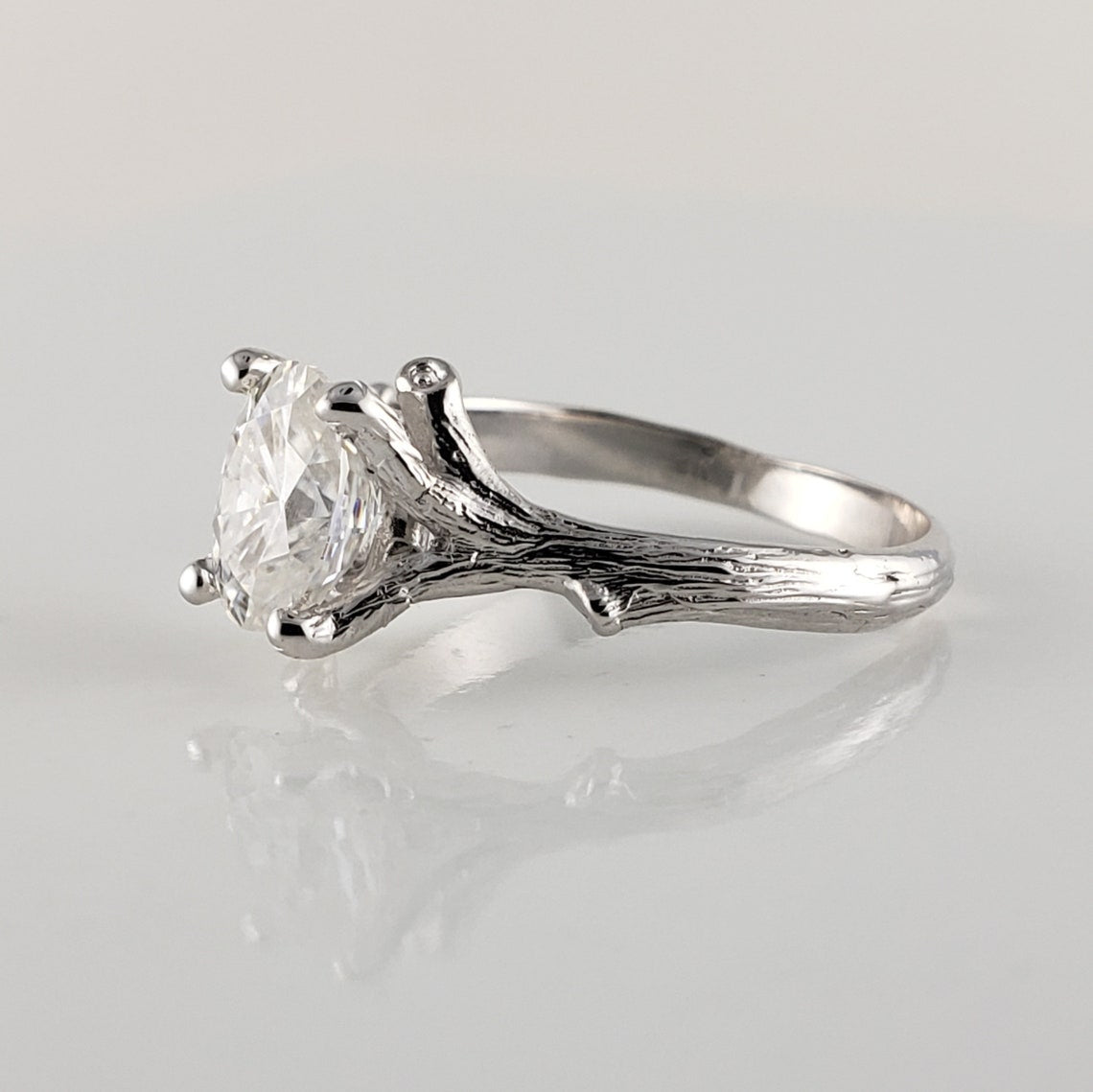 Oval Moissanite Twig Engagement Ring