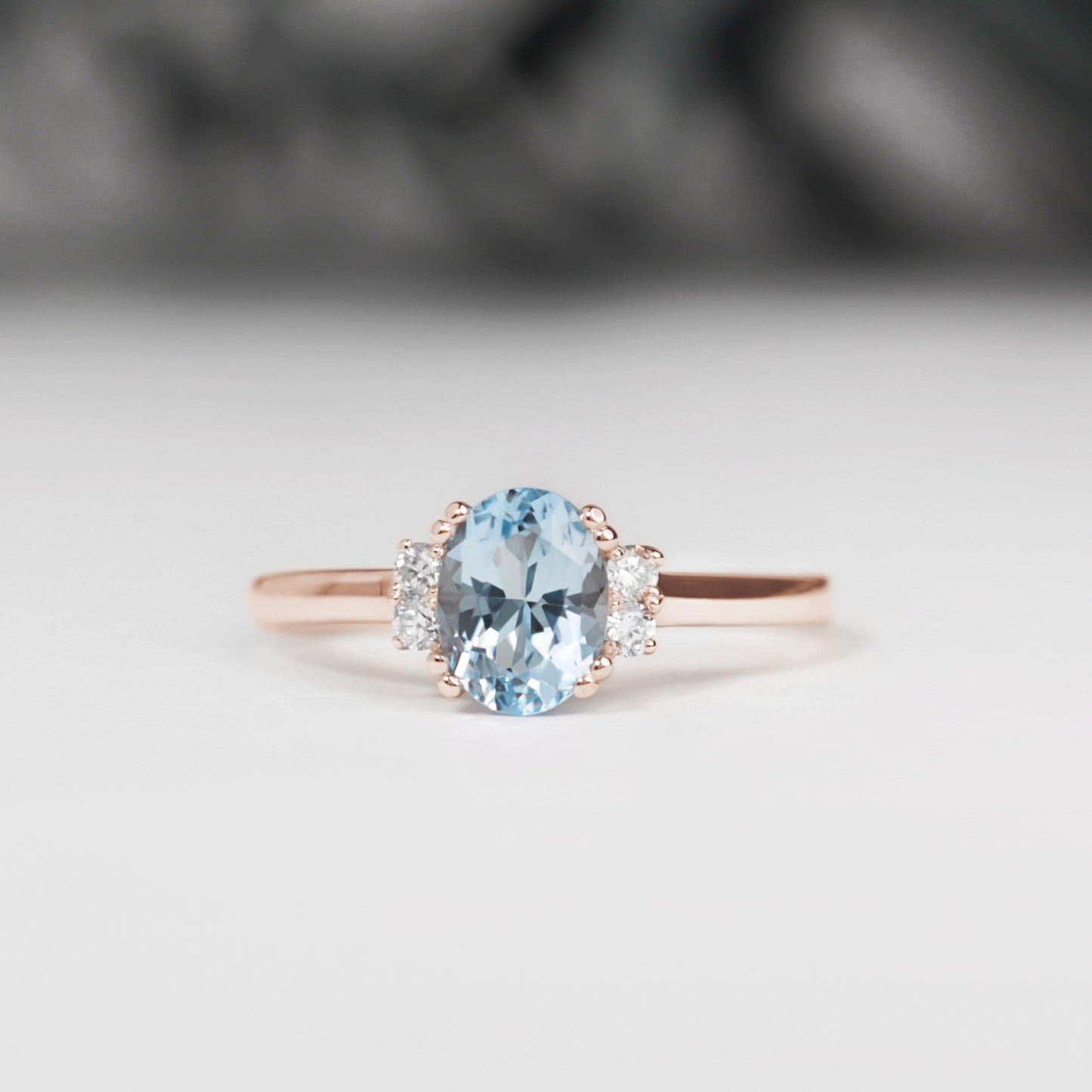 Oval Aquamarine and Diamond Ring